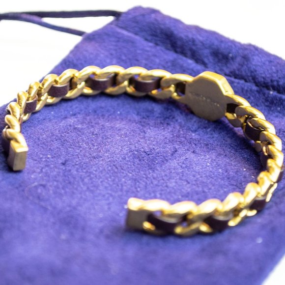 Tory Burch Dark Brown Marion Woven Cuff Bracelet - Picture 5 of 10